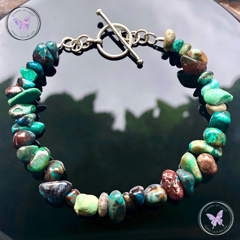 Chrysocolla Chip Bracelet With Silver Toggle Clasp